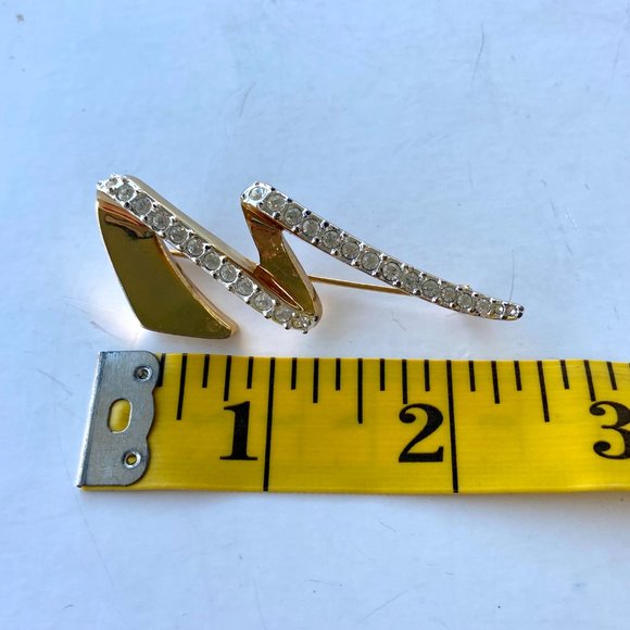 Napier Gold Tone Rhinestone Zig Zag Pin - Picture 5 of 5